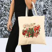 Vintage kerstkerstkerstkerstbedekking en danskinde tote bag