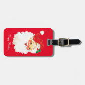 Vintage kerstkerstkerstkerstbedekking op rood bagagelabel (Voorkant horizontaal)