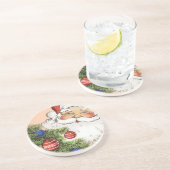 Vintage kerstkerstkerstkerstkerstbedekking met Orn Zandsteen Onderzetter (Zijkant)