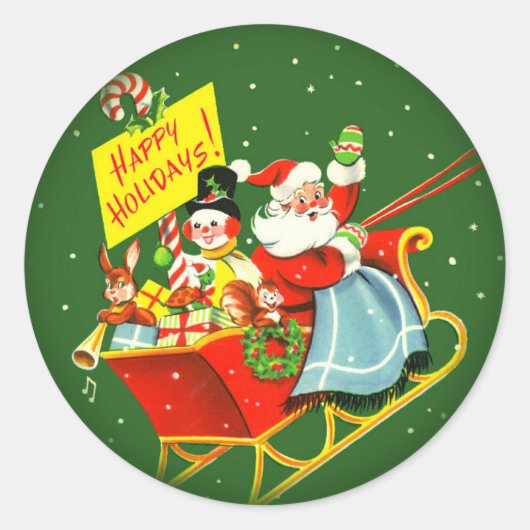 Vintage kerstkerstkerstkerstkerstbedekking uit 194 ronde sticker (Voorkant)