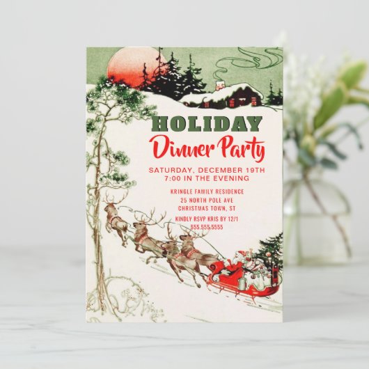 Vintage kerstkerstkerstkerstkerstfeestfeest kaart (Staand voorkant)