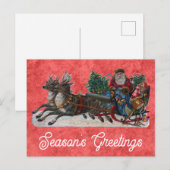 Vintage kerstkerstkerstkerstkerstkerstfeestjes briefkaart (Voorkant / Achterkant)