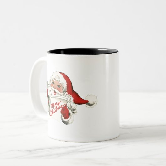 Vintage Kerstkerstkerstkerstkerstkerstkerstfeestre Tweekleurige Koffiemok (Voorkant links)