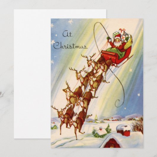 Vintage kerstkerstkerstkerstkerstkerstkerstkerstfe feestdagenkaart (Voorkant / Achterkant)