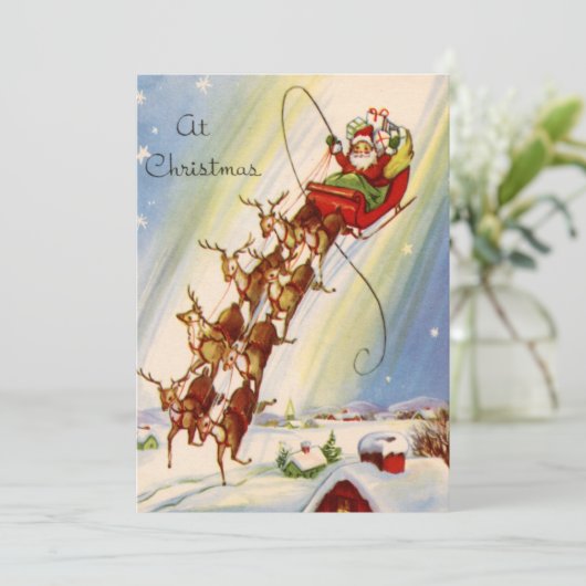 Vintage kerstkerstkerstkerstkerstkerstkerstkerstfe feestdagenkaart (Staand voorkant)