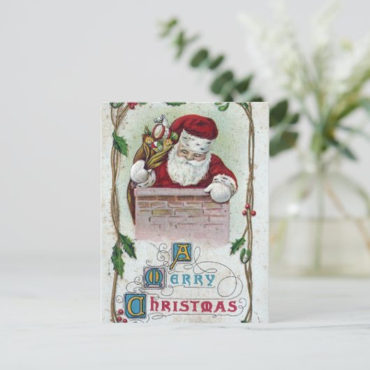 Vintage kerstkerstkerstkerstkerstkerstkerstkerstke feestdagenkaart (Staand voorkant)