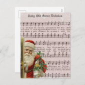 Vintage kerstkerstkerstkerstkerstkerstkerstkerstke feestdagenkaart (Voorkant / Achterkant)