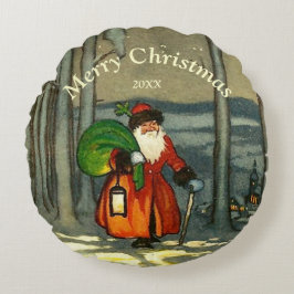 Vintage kerstkerstkerstkerstkerstkerstkerstkerstke rond kussen