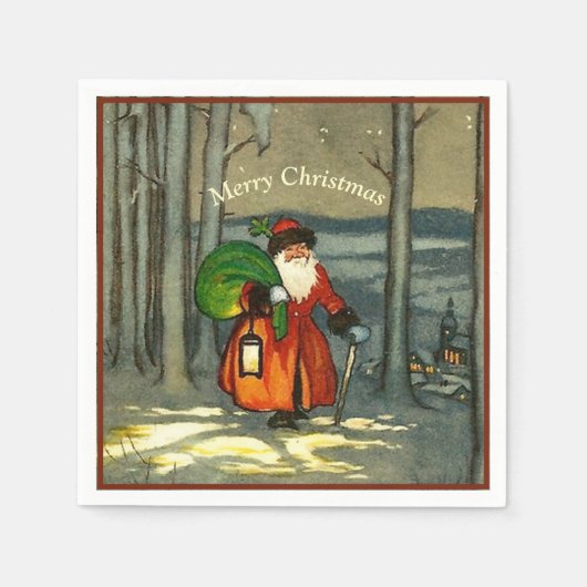 Vintage kerstkerstkerstkerstkerstkerstkerstkerstke servet (Voorkant)