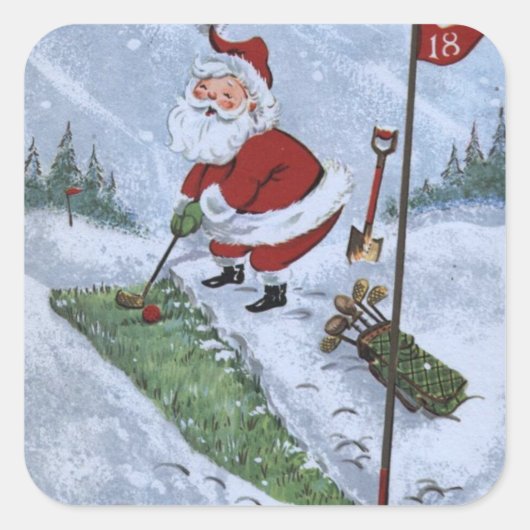 Vintage kerstkerstkerstkerstkerstkerstkerstkerstke vierkante sticker (Voorkant)