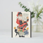 Vintage kerstkerstkerstkerstkerstkerstkerstman en  feestdagenkaart (Staand voorkant)