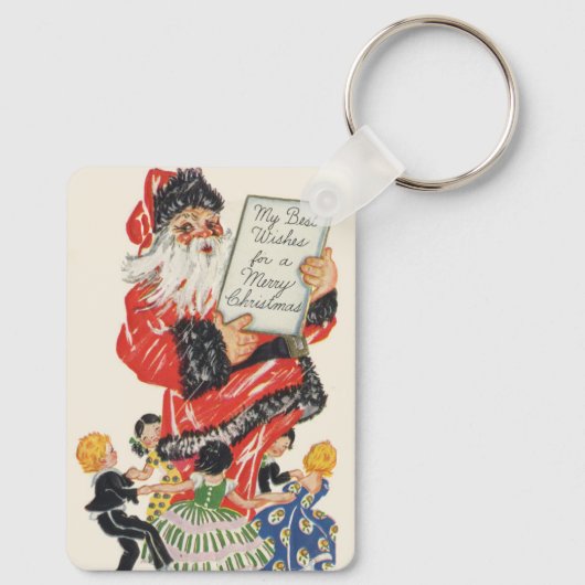 Vintage kerstkerstkerstkerstkerstkerstkerstman en  sleutelhanger (Achterkant)