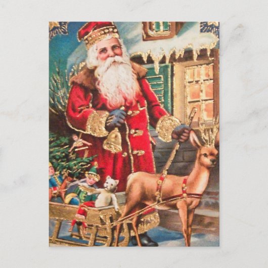 Vintage kerstkerstkerstkerstkerstkerstkerstman, re briefkaart (Voorkant)