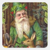 Vintage kerstkerstkerstkerstkerstkerstkerststicker vierkante sticker (Voorkant)