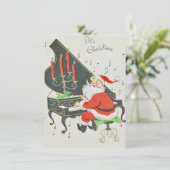Vintage kerstkerstkerstkerstkerstkerstman die Pian Feestdagenkaart (Staand voorkant)