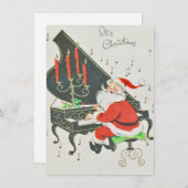 Vintage kerstkerstkerstkerstkerstkerstman die Pian Feestdagenkaart (Voorkant / Achterkant)