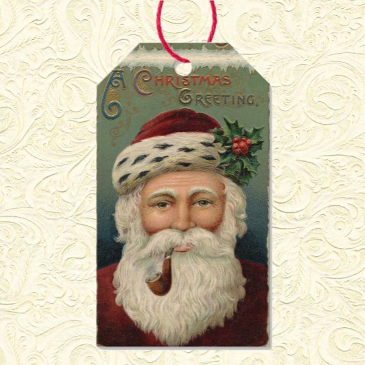 Vintage Kerstkerstkerstkerstkerstkerstman Holly Pi Cadeaulabel