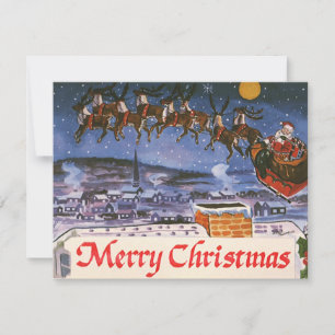 Vintage kerstkerstkerstkerstkerstkerstman — Sleigh Kaart