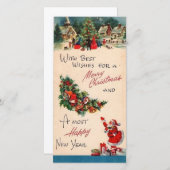 Vintage kerstkerstkerstkerstkerstkerstmanbels — Ba Feestdagenkaart (Voorkant / Achterkant)