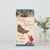 Vintage kerstkerstkerstkerstkerstkerstmanbels — Ba Feestdagenkaart (Staand voorkant)