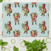 Vintage kerstkerstkerstkerstkerstman Cute Girl Blu Theedoek (Gevouwen)