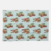 Vintage kerstkerstkerstkerstkerstman Cute Girl Blu Theedoek (Horizontaal)