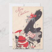 Vintage kerstkerstkerstkerstkerstman die piano spe feestdagenkaart (Voorkant)