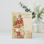 Vintage kerstkerstkerstkerstkerstman die Violin Ki Feestdagenkaart (Staand voorkant)