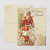 Vintage kerstkerstkerstkerstkerstman die Violin Ki Feestdagenkaart (Voorkant / Achterkant)