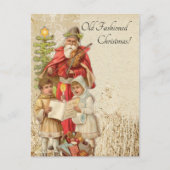 Vintage kerstkerstkerstkerstkerstman die Violin Ki Feestdagenkaart (Voorkant)