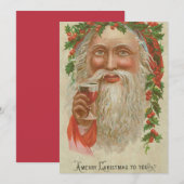 Vintage kerstkerstkerstkerstkerstman Drink wijnfee Feestdagenkaart (Voorkant / Achterkant)