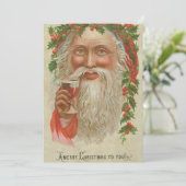 Vintage kerstkerstkerstkerstkerstman Drink wijnfee Feestdagenkaart (Staand voorkant)