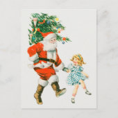Vintage kerstkerstkerstkerstkerstman en klein meis feestdagenkaart (Voorkant)