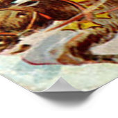 Vintage kerstkerstkerstkerstkerstman en rendierkle poster (Hoek)