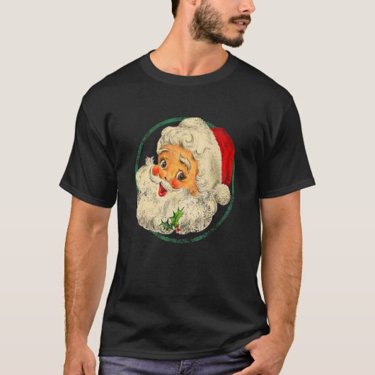 Vintage kerstkerstkerstkerstkerstman: Face Old Fas T-shirt (Voorkant)