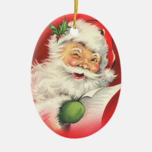 Vintage kerstkerstkerstkerstkerstman keramisch ornament (Voorkant)