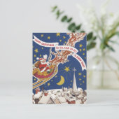 Vintage kerstkerstkerstkerstkerstman met vliegende feestdagenkaart (Staand voorkant)