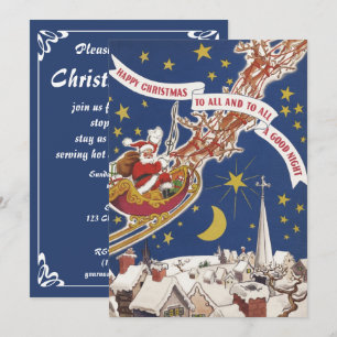 Vintage kerstkerstkerstkerstkerstman met vliegende kaart