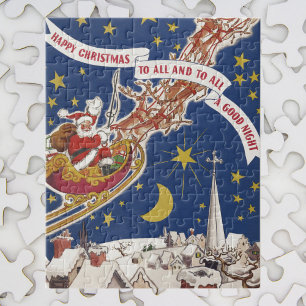 Vintage kerstkerstkerstkerstkerstman met vliegende legpuzzel