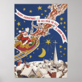 Vintage kerstkerstkerstkerstkerstman met vliegende poster (Voorkant)