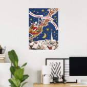 Vintage kerstkerstkerstkerstkerstman met vliegende poster (Thuiskantoor)