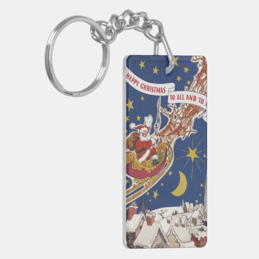 Vintage kerstkerstkerstkerstkerstman met vliegende sleutelhanger (Voorkant Links)