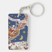 Vintage kerstkerstkerstkerstkerstman met vliegende sleutelhanger (achterkant)