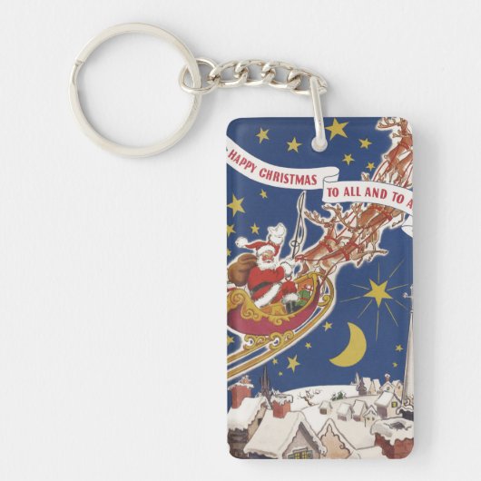 Vintage kerstkerstkerstkerstkerstman met vliegende sleutelhanger (Voorkant)