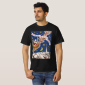 Vintage kerstkerstkerstkerstkerstman met vliegende t-shirt (Voorkant volledig)
