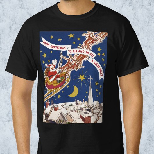 Vintage kerstkerstkerstkerstkerstman met vliegende t-shirt