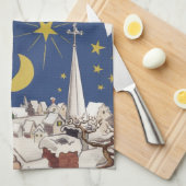 Vintage kerstkerstkerstkerstkerstman met vliegende theedoek (Quarter Fold)