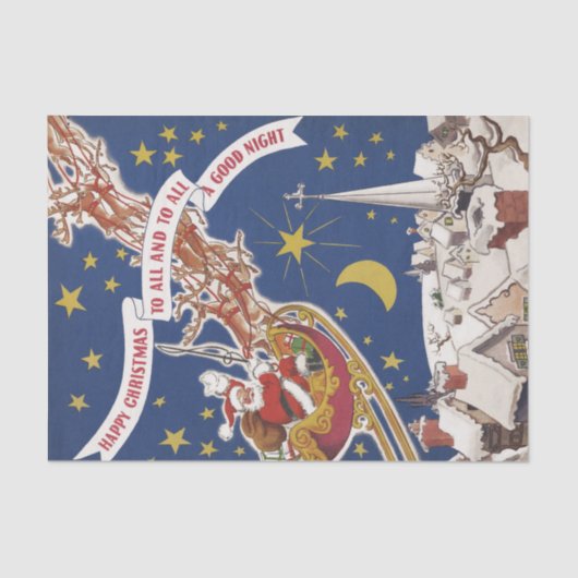 Vintage kerstkerstkerstkerstkerstman met vliegende tissuepapier (Voorkant)