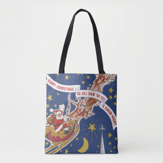 Vintage kerstkerstkerstkerstkerstman met vliegende tote bag (Voorkant)