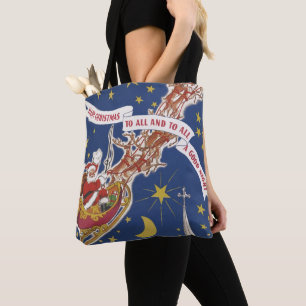 Vintage kerstkerstkerstkerstkerstman met vliegende tote bag